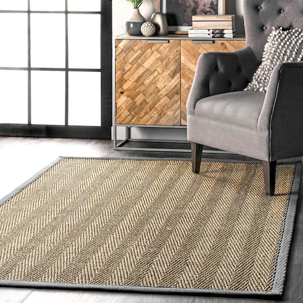Larnaca Herringbone Dark Gray Doormat 3 ft. x 5 ft. Indoor/Outdoor Patio Area Rug