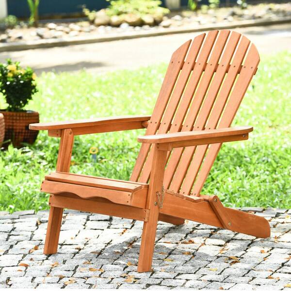 ANGELES HOME Natural Outdoor Foldable Eucalyptus Wood Adirondack