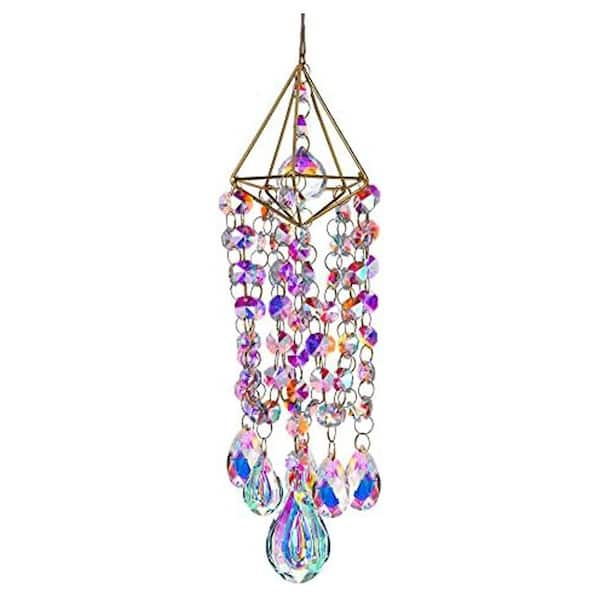 Clear K9 Crystal Suncatchers with Gold Plating and Octagon Beads Chain