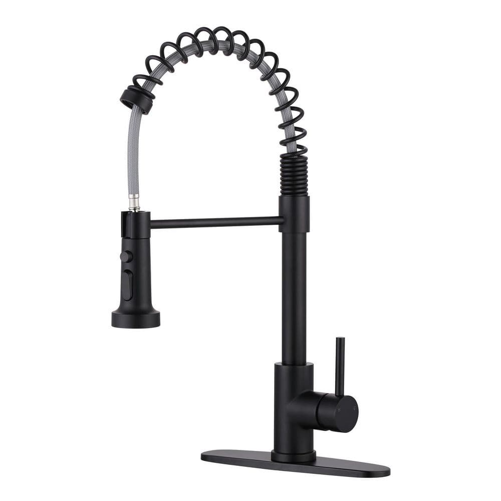 Matte Black Stainless Steel Pull Down Kitchen Faucet with Spray