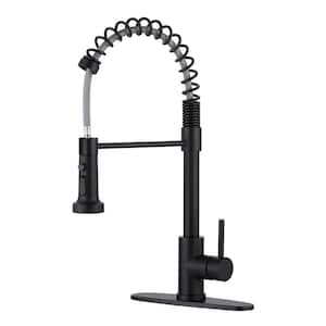 Single Handle Pull Down Sprayer Kitchen Faucet, Stainless Steel Spring Kitchen Sink Faucet in Black