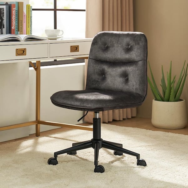 Ludwig Polyester Upholstered Charcoal Armless Swivel Task Chair with Tufted Back