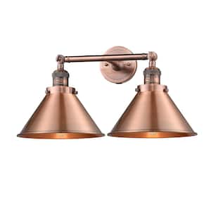 Briarcliff 19 in. 2-Light Antique Copper Vanity Light with Antique Copper Metal Shade