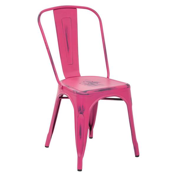 Office Star Products Bristow Antique Pink Armless Metal Chair (4-Pack)