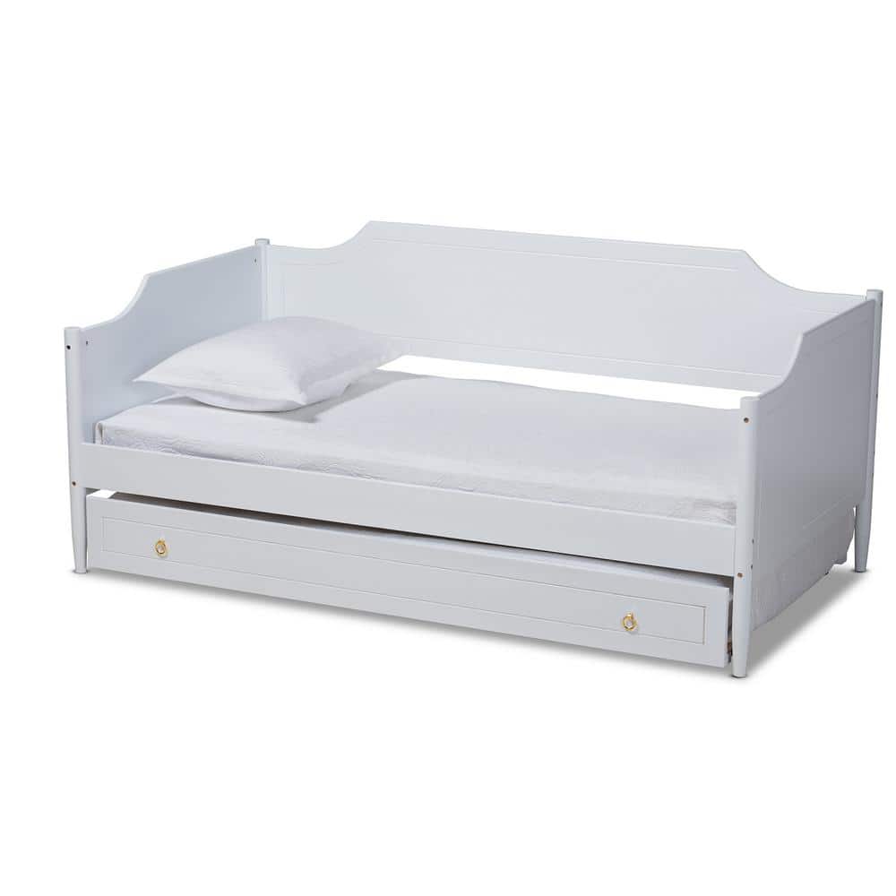 Baxton Studio Alya White and Gold Twin Daybed with Trundle 1681083010831HD  - The Home Depot