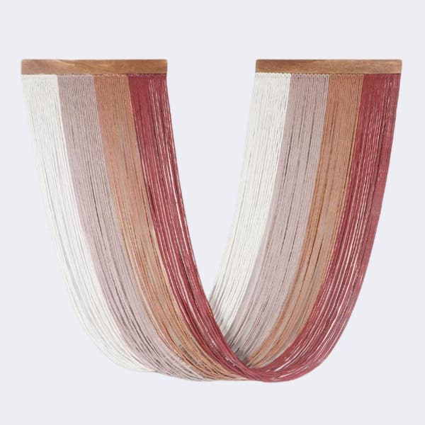 Large Red Macrame Wall Hanging-33 in. x 15 in. Boho Cotton Tapestry for Bedroom & Living Room Wall Art Decor