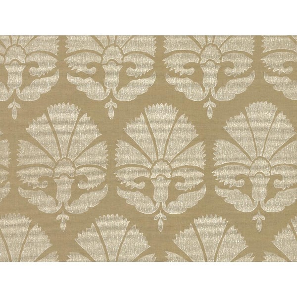 Ronald Redding Gold and White Ottoman Fans Matte Non-pasted Grasscloth Wallpaper 27 in. x 27 ft.
