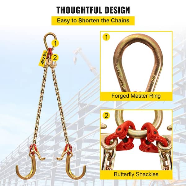 VEVOR Tow Chain Bridle 2 ft x 5/16 in. G80 J Hook Transport Chain 9260 Lbs.  Load with JT/Grab/J Hook and Chain Shorteners SZGLXGDL2TJ25YBSJV0 - The  Home Depot