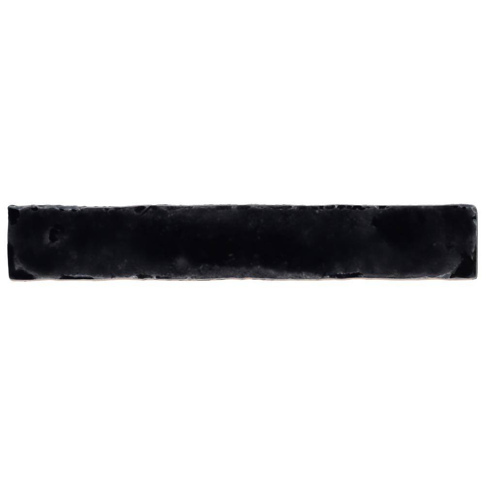 Virtuo Black Crackled Ceramic Subway Wall Tile