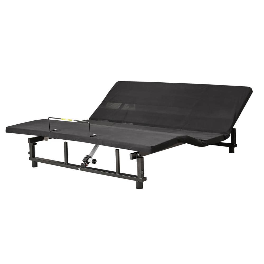Black Steel Frame Queen Size Platform Bed with Head and Foot Incline Wirele