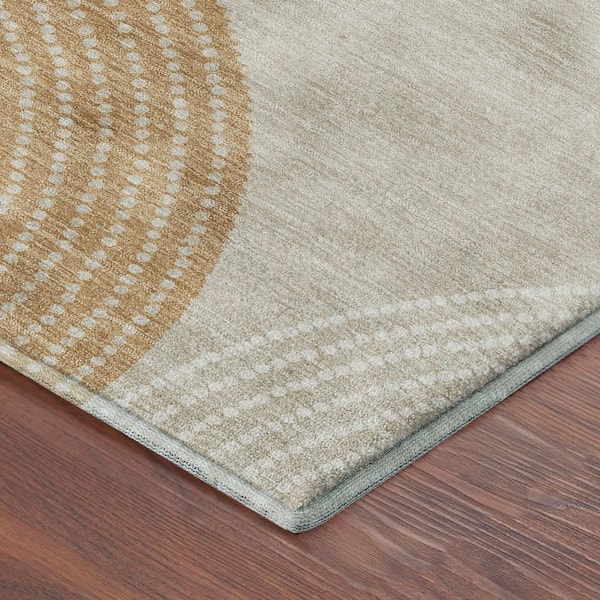 Mayfield Premium Machine Washable Abstract AMF2281 Beige 5 ft. x 7 ft. 6 in. Area Rug