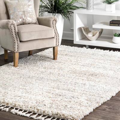 Contemporary Brooke Ivory 9 ft. x 12 ft. Shag Area Rug