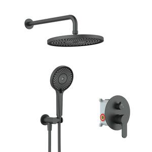 Single-Handle 3-Spray Patterns with 1.8 GPM 10 in. Tub Wall Mount Dual Shower Heads in Matte Black (Valve Included)