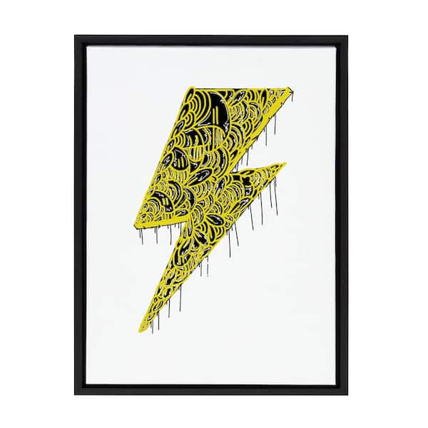 Kate and Laurel Sylvie Black Lightening by Arm of Casso Framed Canvas Typography Art Print 18 in. x 24 in.