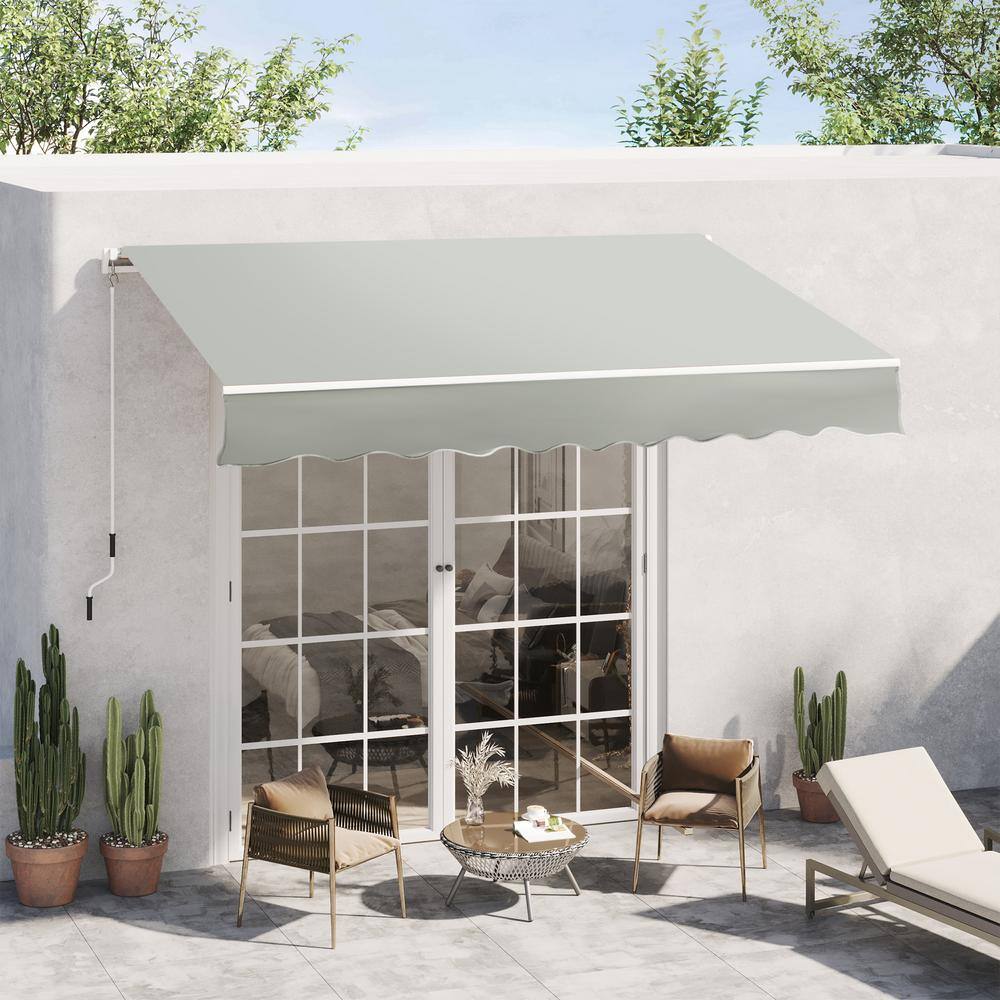 Gray 8' x 7' Aluminum Frame Patio Retractable Awning