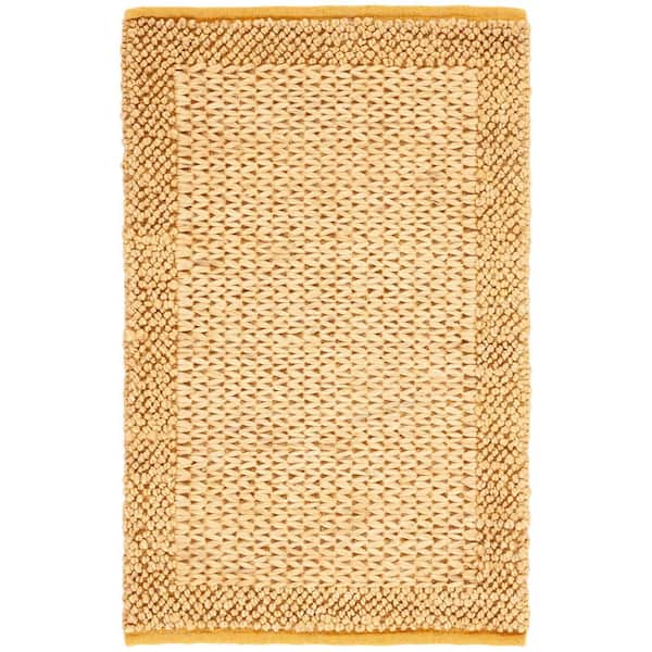 Natural Fiber 3 ft. x 5 ft. Gold Two-Tone Solid Border Area Rug