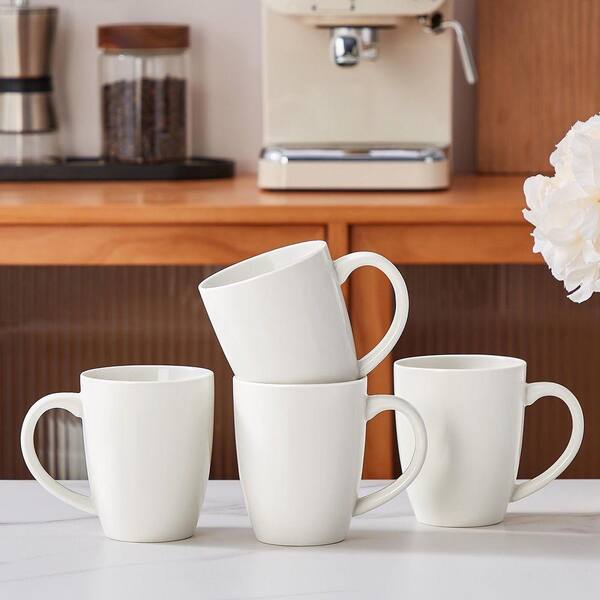 vancasso 16 oz. Ivory White Porcelain Coffee Mugs (Set of 4) Coffee Cup Tea Cups Coffee Mug Service for 4 People