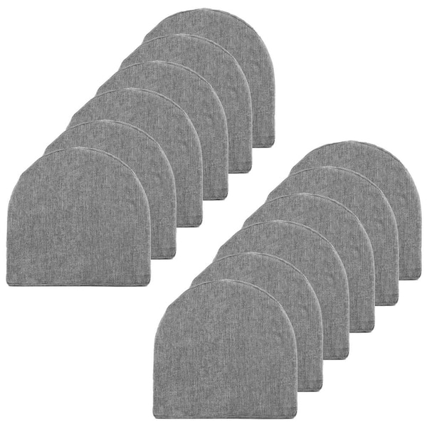 Sweet Home Collection High Density Memory Foam 17 in. x 16 in. U-Shaped Non-Slip Indoor/Outdoor Chair Seat Cushion with Ties, Gray (12-Pack)