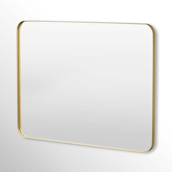 Hausvita 48 in. W x 36 in. H Rectangular Framed Tempered Glass Wall-Mounted Bathroom Vanity Mirror in Gold