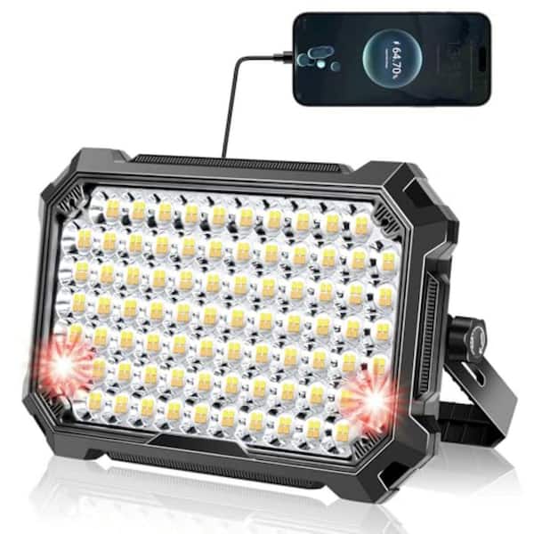 Rechargeable Black LED Flood Work Light 5-Volt 12000mAh Work Flood Light 10000 Lumens with 4 Light Modes