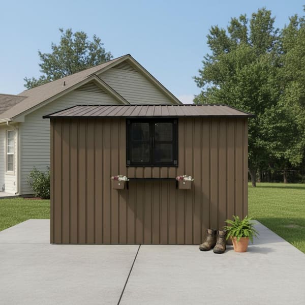 そ*そ様 カンタキルトオーバーダイブラウン IMAGACFUN 10 x 8 ft. Outdoor Metal Storage Shed with Lockable