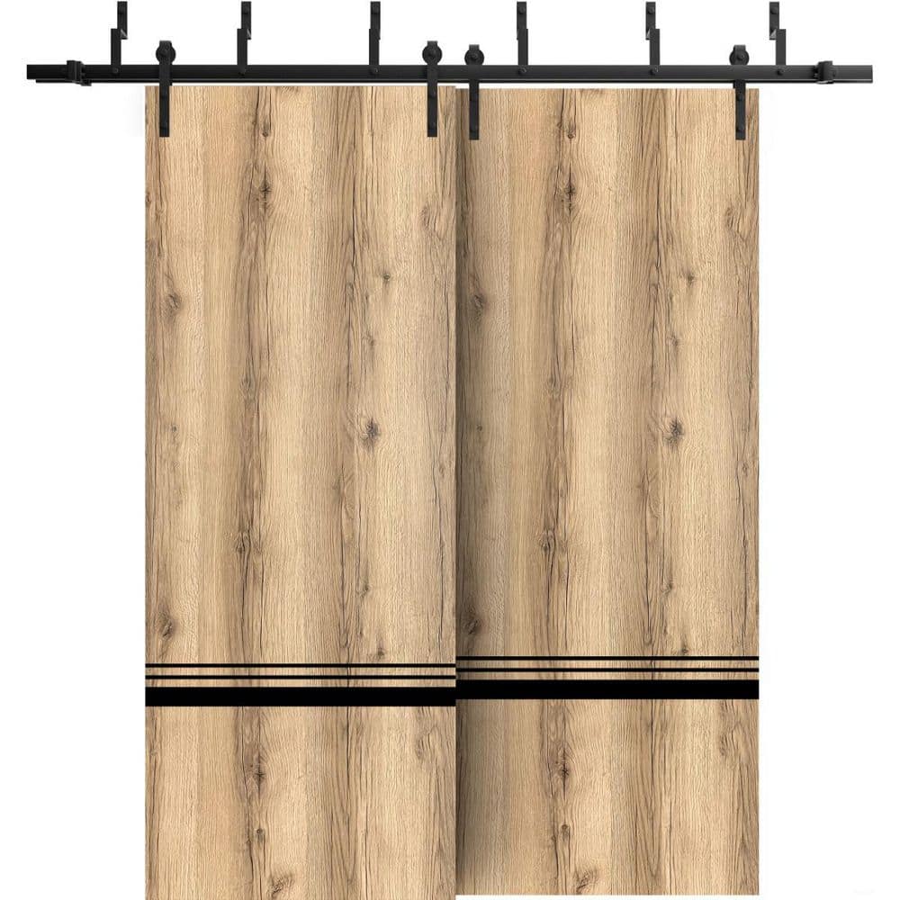 72 in. x 96 in. 2 Panel Oak Solid Wood with Honeycomb Sliding Barn Door with Hardware Kit price history on PriceWatchPro