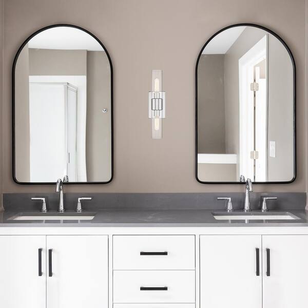 Designers Fountain - Anton 4.5 in. 2-Light Chrome Transitional Wall Sconce with Clear Glass Shades