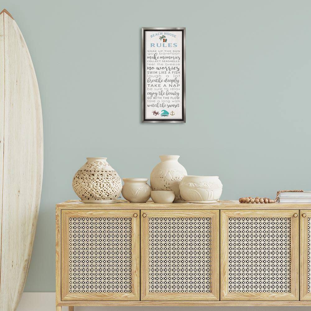 Fun Activities Beach House Rules by 7 Trees Design Gray Floater Frame Typography Graphic Art Print 25 in. x 11 in. price history on PriceWatchPro