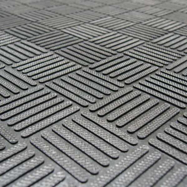 Rubber-Cal DuraScraper Linear Commercial Rubber Entrance Door Mat - 3/8 in x 36 in x 60 in - Black