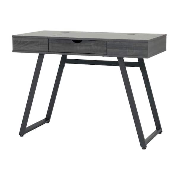 Calico Designs Rockdale 42 in. W Rectangular Charcoal Black/Shorecrest Grey Metal and Wood Writing Desk with Charging Station