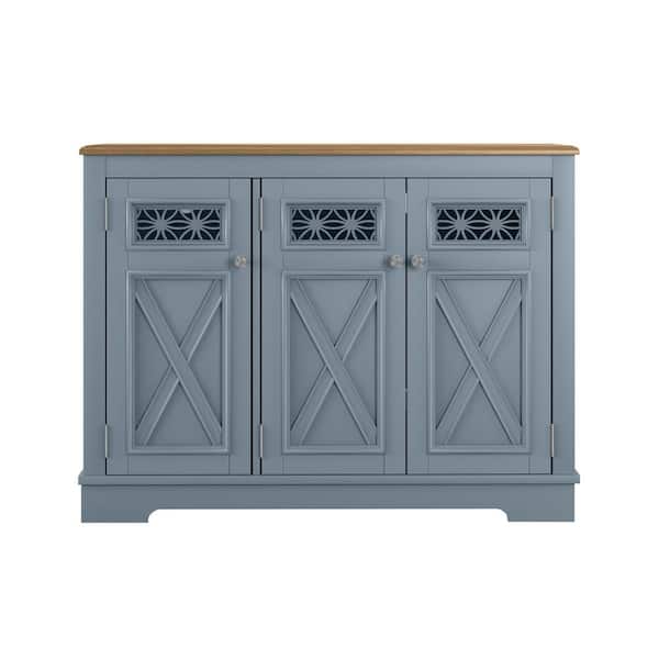FESTIVO Farmhouse Haze Blue MDF 44.5 in. Sideboard with Adjustable Shelves