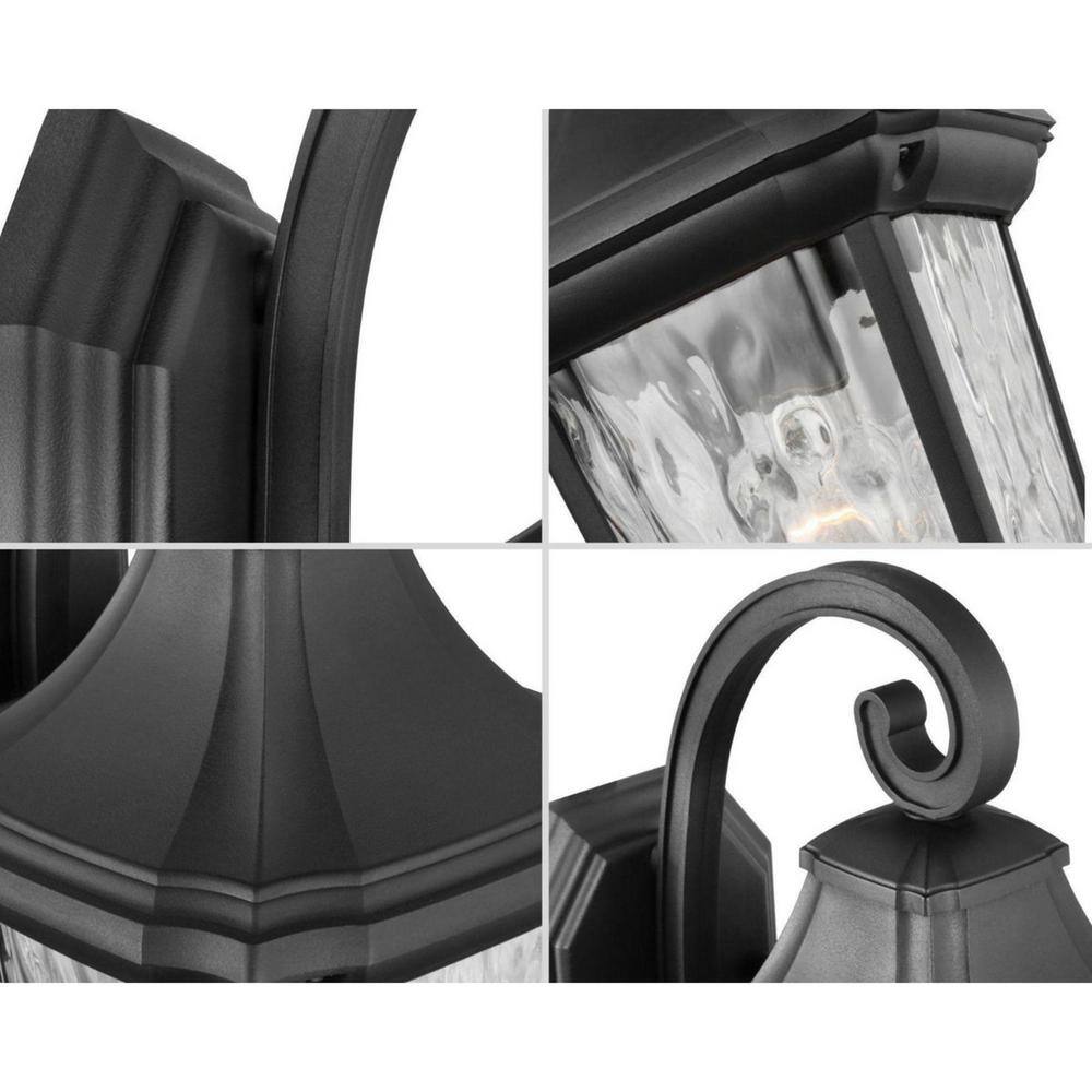 Black Dimmable Outdoor Lantern with Water Glass Shade
