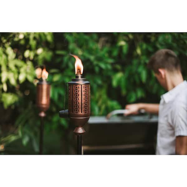 Cabos Metal Tiki Torch, 65 in., Patio, Backyard, Easy Installation, Outdoor Décor Torch, Bronze