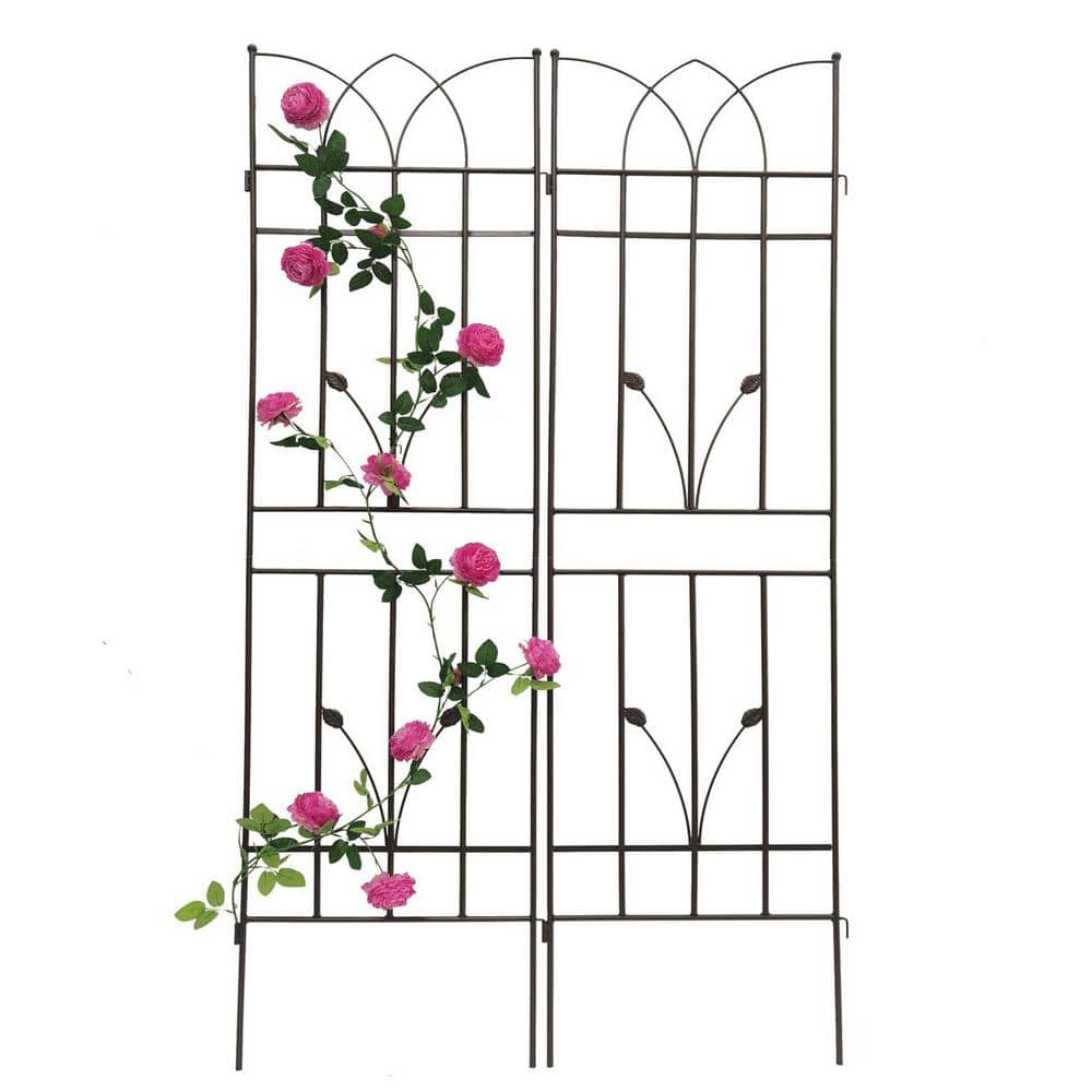 71 in. x 17.7 in. Metal Garden Trellis, Rustproof Trellis for Climbing Plants Outdoor Flower Support Brown, (4-Pack) price history on PriceWatchPro