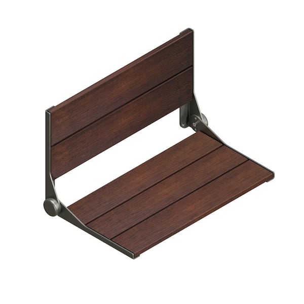 SerenaSeat 26 in. Folding Bamboo Shower Seat, ADA Compliant, Support Up to 400 Lbs. in Matte Grey
