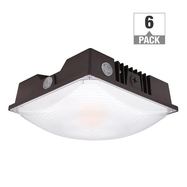ETI LIGHTING 200- Watt Equivalent 3100-8700 Lumens Bronze Integrated LED Canopy Light 120-277V Adjustable CCT Dimmable (6-Pack)