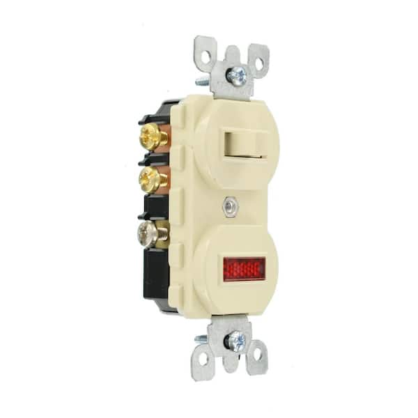 15 Amp Commercial Grade Combination 3-Way Toggle Switch/Pilot Light, Ivory 5246-I