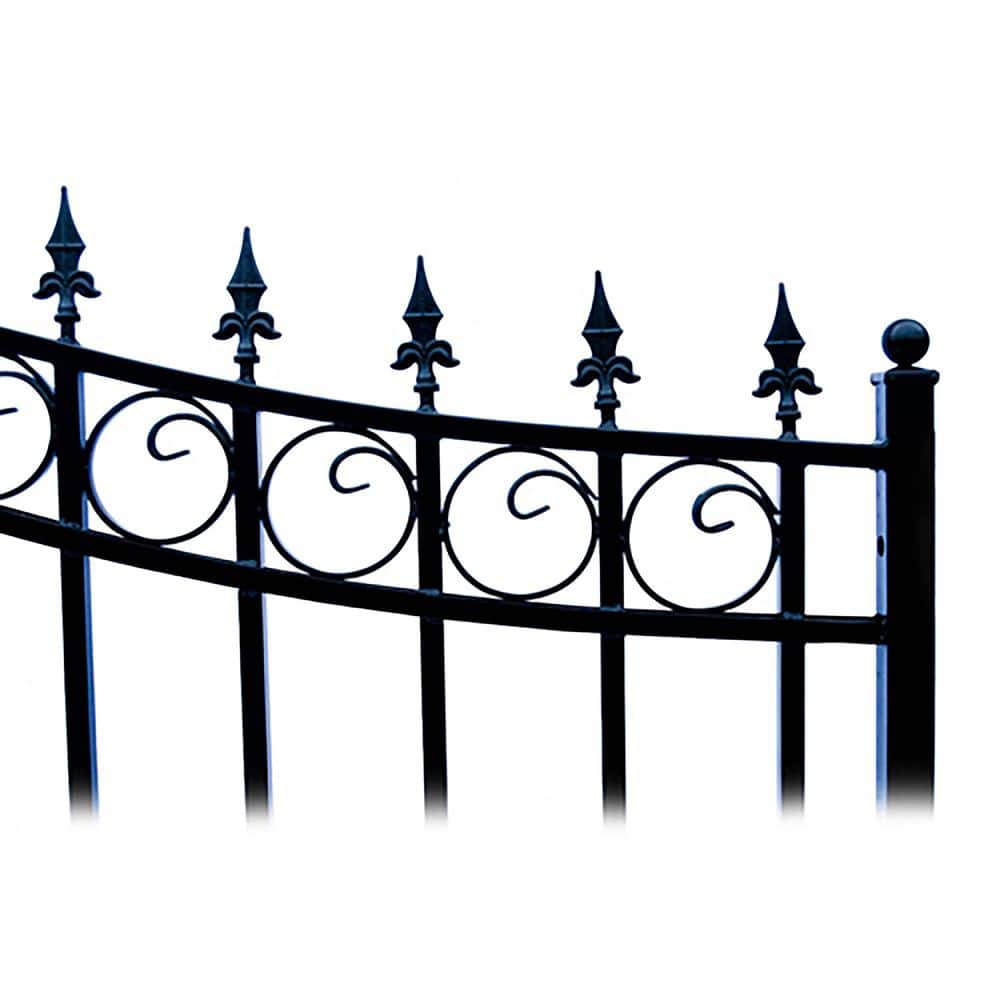 London Style Black Steel Dual Swing Driveway Gate 14 x 6 Feet