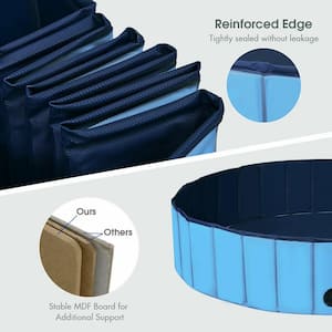 Blue 63 in. Foldable Leakproof Dog Pet Pool Bathing Tub Kiddie Pool for Dogs Cats and Kids