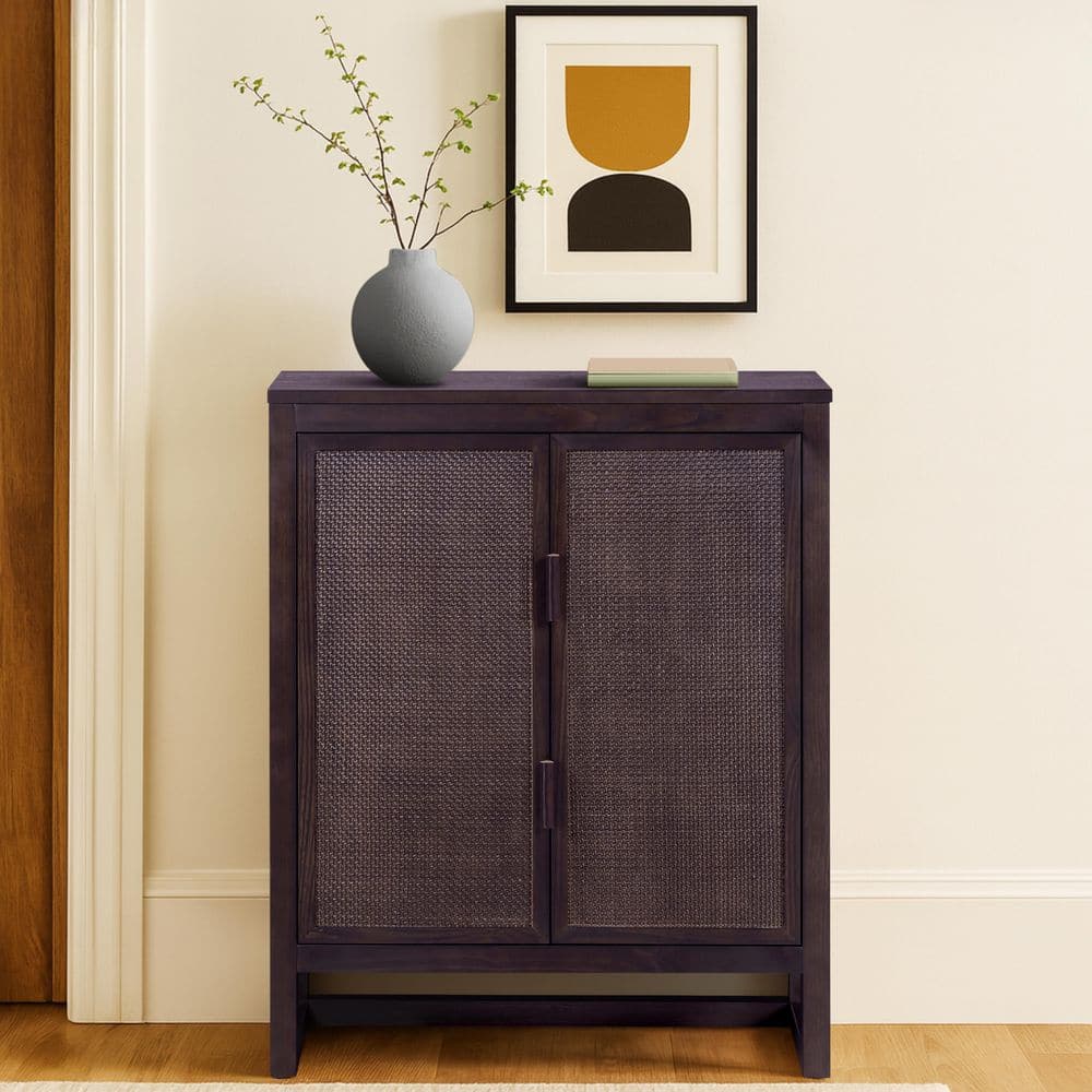Hatteras 28 in. W x 12 in. D x 34 in. H Wood Accent Cabinet with 2 Doors and Adjustable Shelves in Black price history on PriceWatchPro
