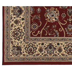 Alyssa Red/Ivory 8 ft. x 8 ft. Square Traditional Border Area Rug