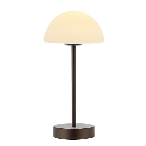 Xavier 12.5 in. Oil Rubbed Bronze/White Bohemian Farmhouse Iron Rechargeable Integrated LED Table Lamp