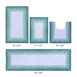 Torrent Collection Turquoise 100% Cotton 4 Piece Bath Rug Set