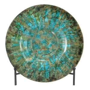 Green Glass Mosaic Inspired Geometric Charger with Stand