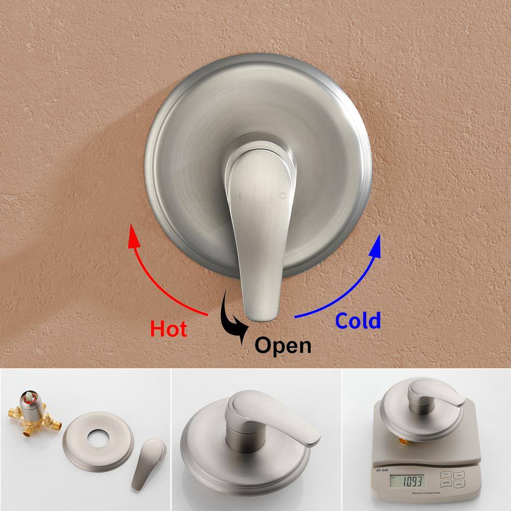 Brushed Nickel Wall Mounted Rain Shower System with Handheld