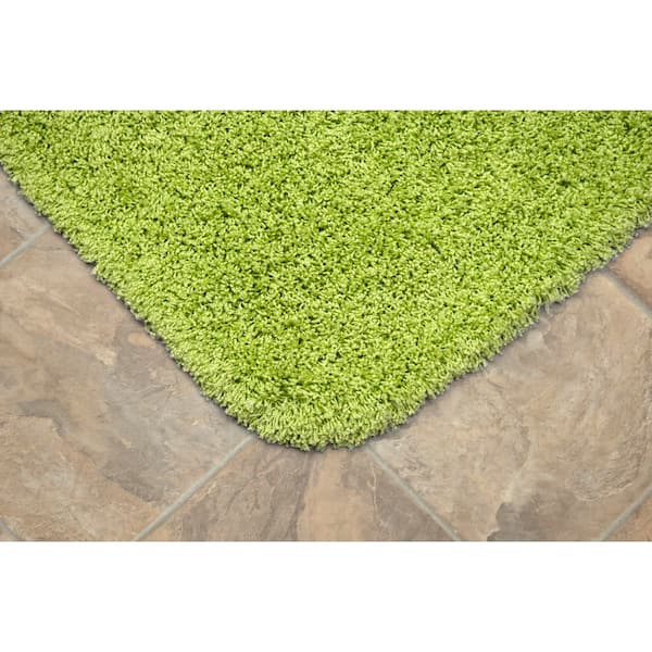Jazz Lime Green 21 in. x 34 in. Washable Bathroom 2-Piece Rug Set