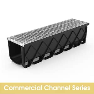 Pro 10.75 in. x 40 in. Deep Channel Drain with Class B Steel Grate