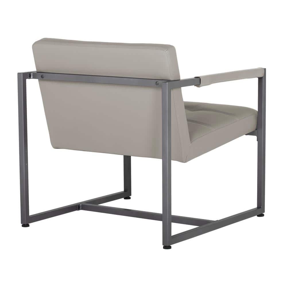 Mushroom Gray Leather and Metal Accent Chair