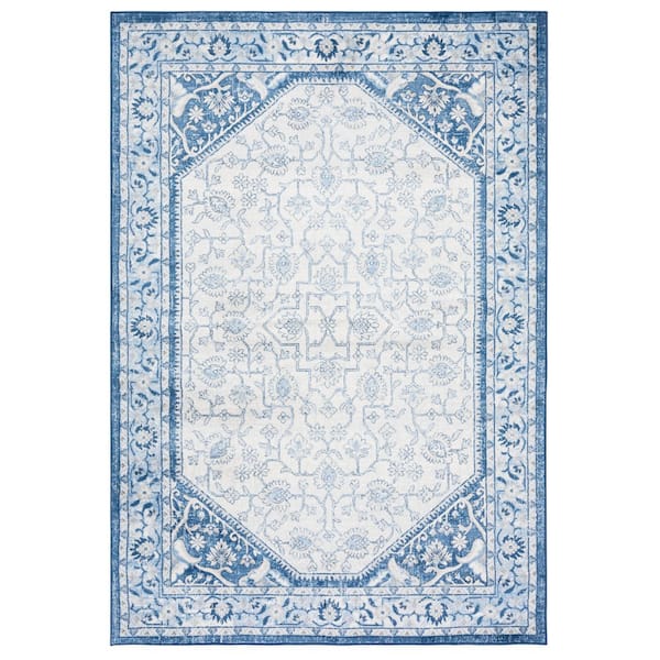 SAFAVIEH Brentwood 5 ft. x 8 ft. Blue/Ivory Oriental Ornate Border Area Rug