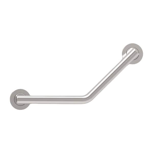 16 in. Angled Shower Safety Grab Bar in Brushed Nickel for Seniors, Stainless Steel Mobility Aid Balance Assist Handle